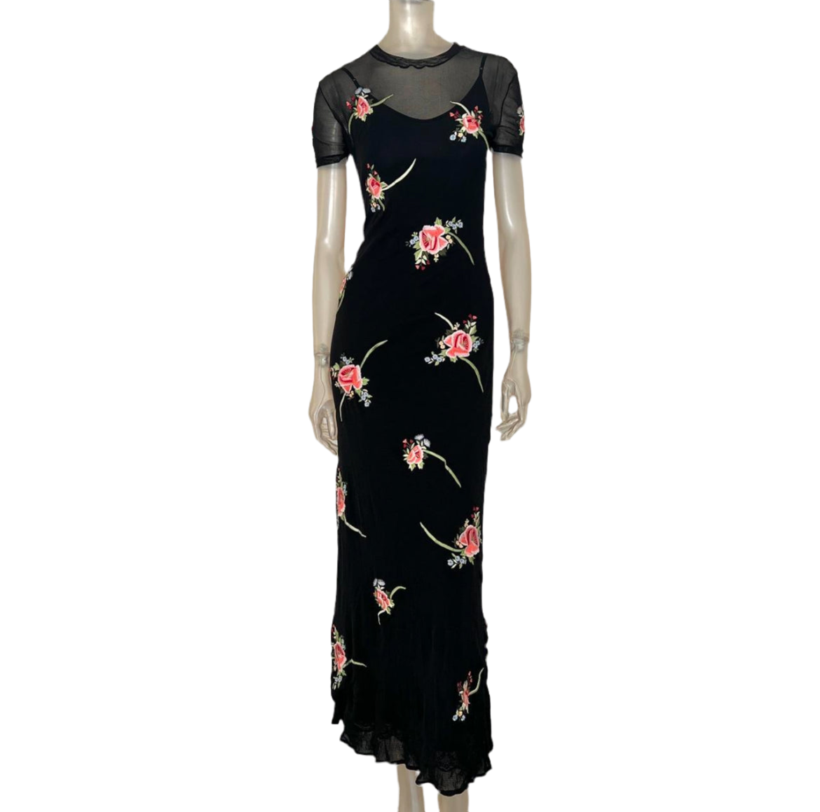 Vintage Vivienne Tam Floral Mesh Maxi 1990s Dress – MAUVE Vintage Vivienne Tam Floral Mesh Maxi 1990s Dress – MAUVE