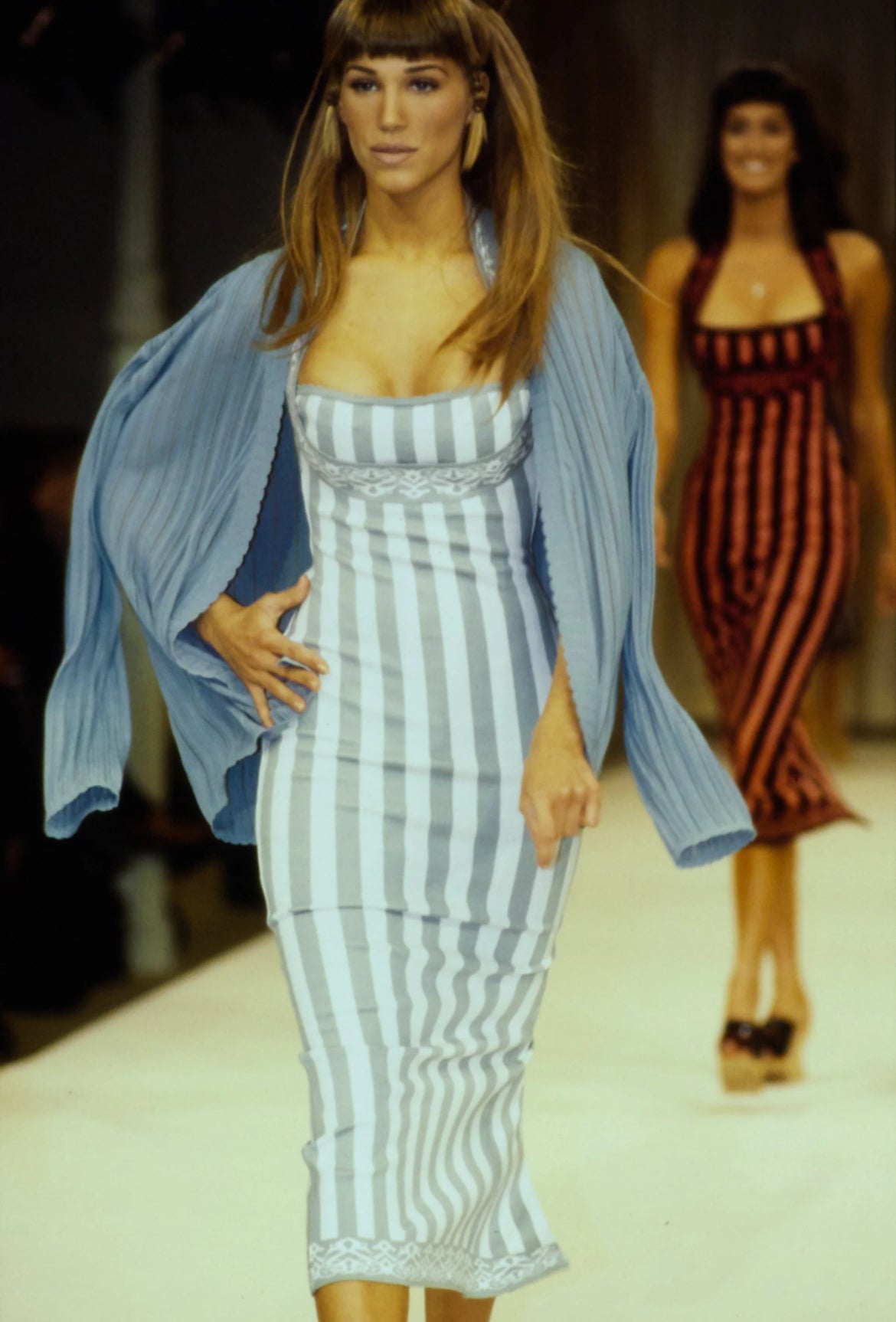 Vintage Alaa Runway SS1992 Stripe Dress MAUVE Vintage Alaa Runway SS1992 Stripe Dress MAUVE