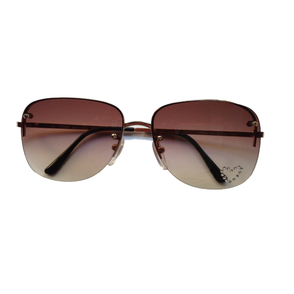 Chloe Ombré Diamante Heart Square Rimless Sunnies – MAUVE display picture 1
