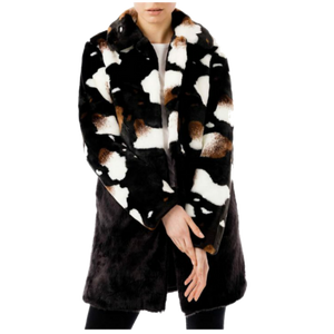 Cow Print Faux Fur Coat