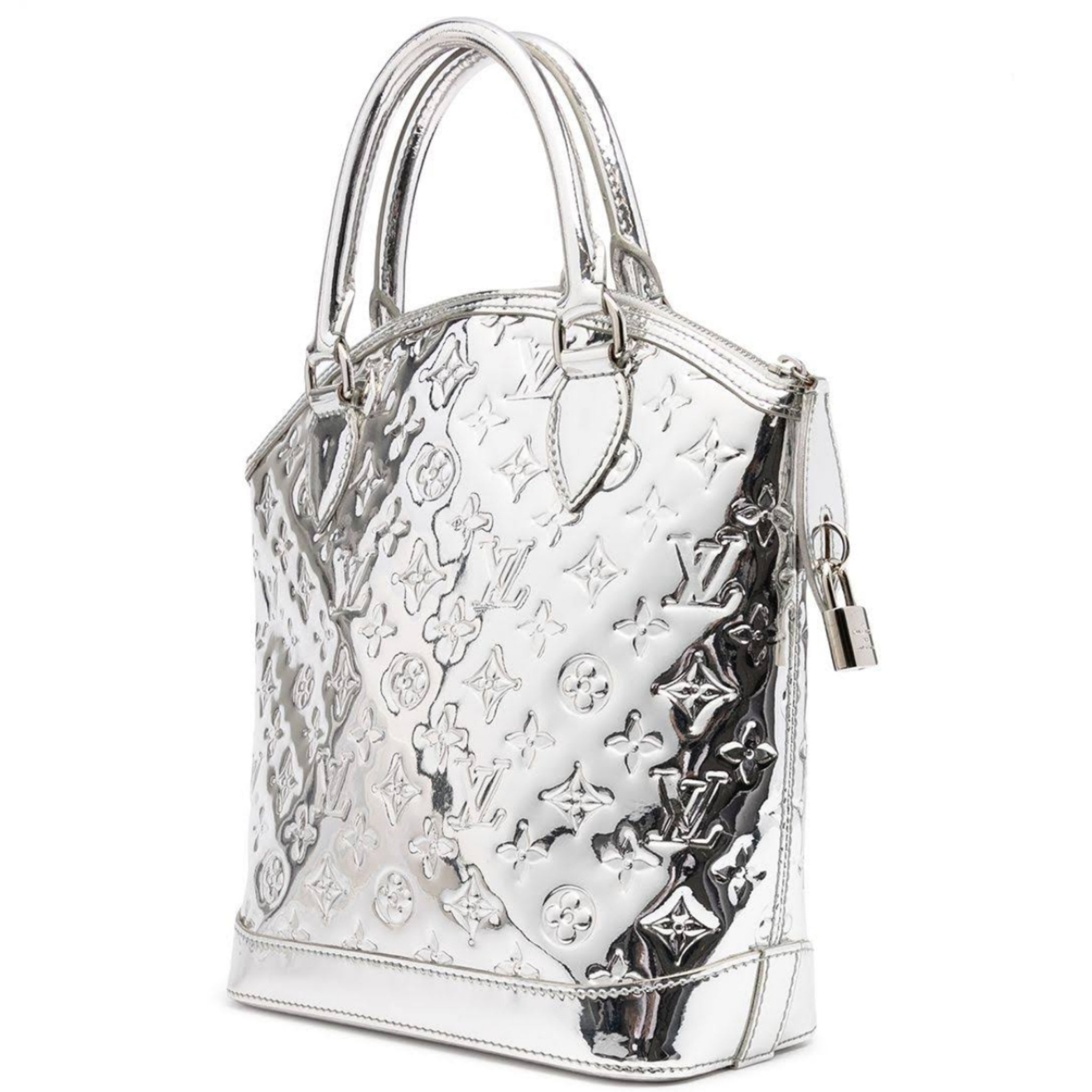 Lockit leather handbag Louis Vuitton Silver in Leather - 32698256