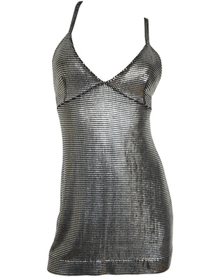 Vintage Paco Rabanne Silver Metallic Mini Dress