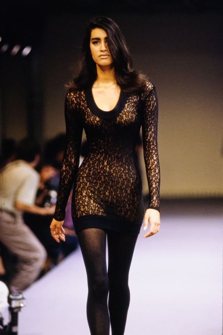 Azzedine Alaia Runway F/W 1990 Black Lace Vintage Dress