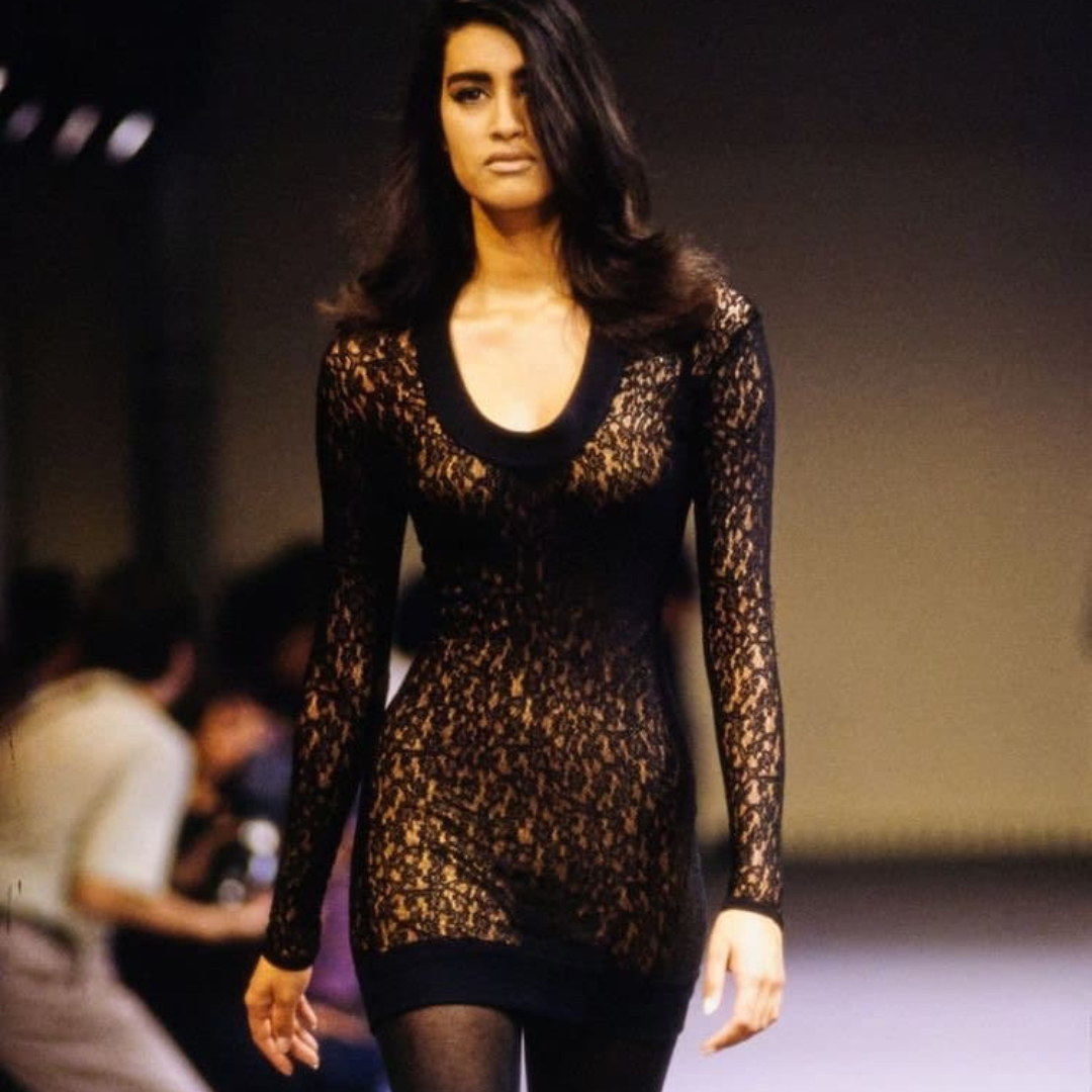 Azzedine Alaia Runway F/W 1990 Black Lace Vintage Dress – MAUVE
