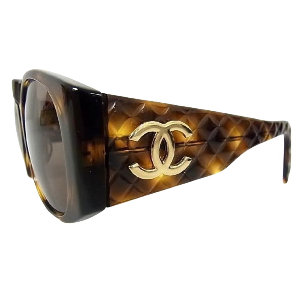 CHANEL Vintage Tortoiseshell Quilted Sunglasses